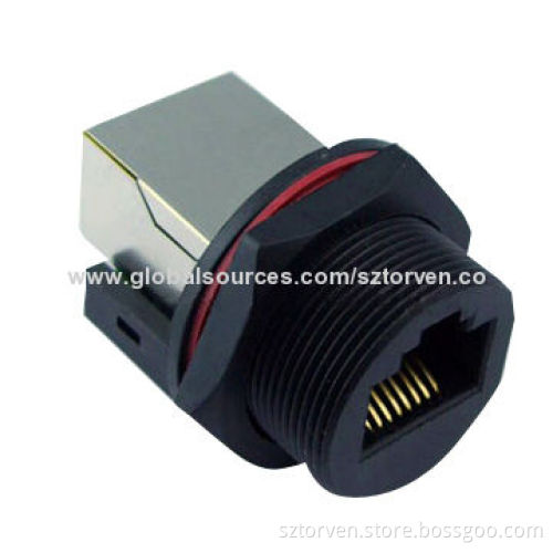 RJ45 Waterproof 1 Port Jack with 30 Milli Ohms Contact Resistance
